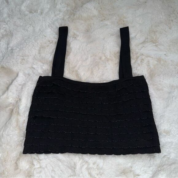 Zara black textured knit tank top - Picture 1 of 8